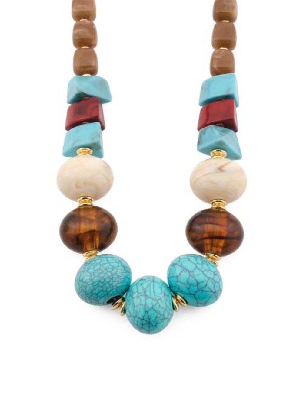 KENNETH JAY LANE Brown And Turquoise Beaded Necklace